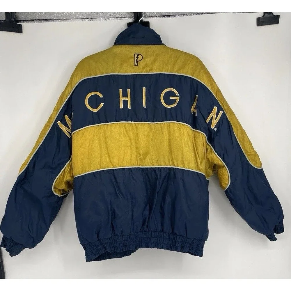Vintage Pro Player Michigan Wolverines Reversible Puffer Jacket XL USA